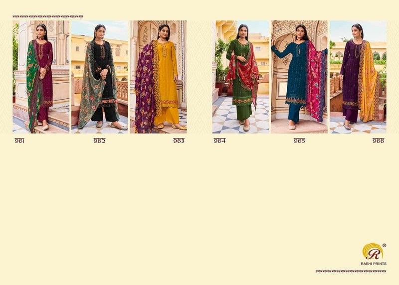 Rang Rasiya Vol 6 By Rashi Prints Desinger Work Salwar Kameez Material With Digital Print Dupattas