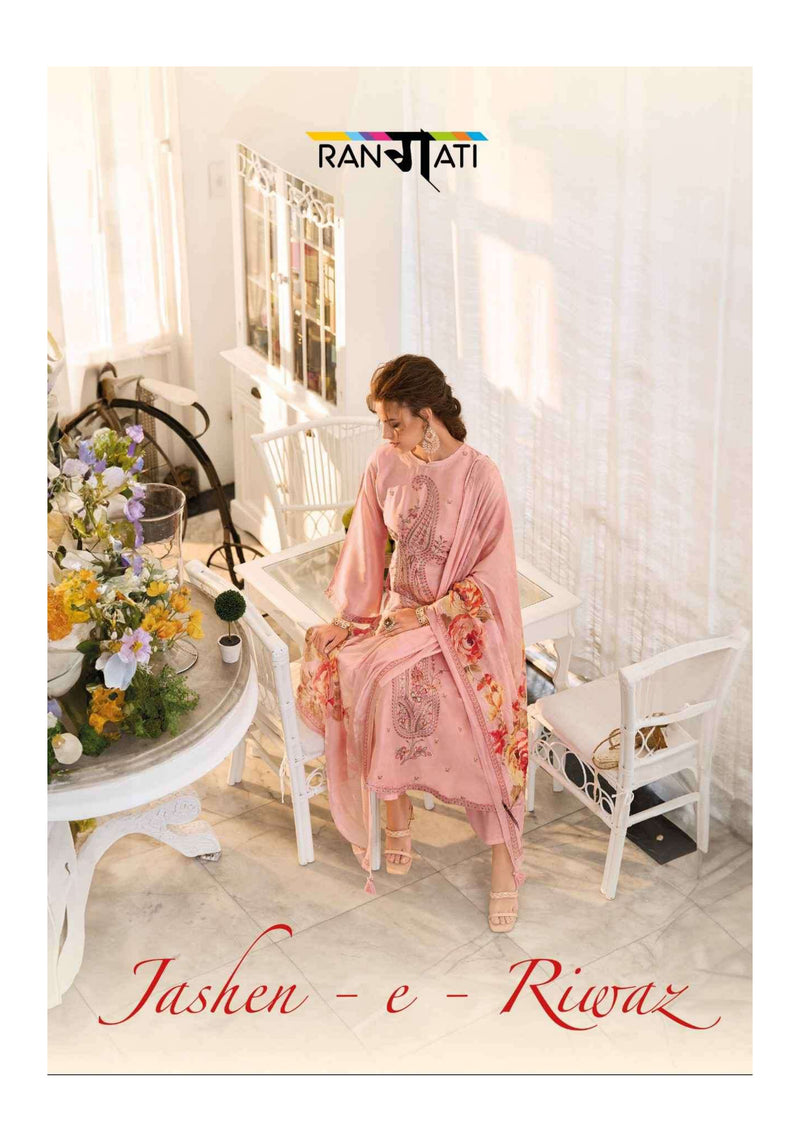 Rangati Jashen E Riwaz Bemberg Russian Silk Embrodairy Work Designer Salwar Suit
