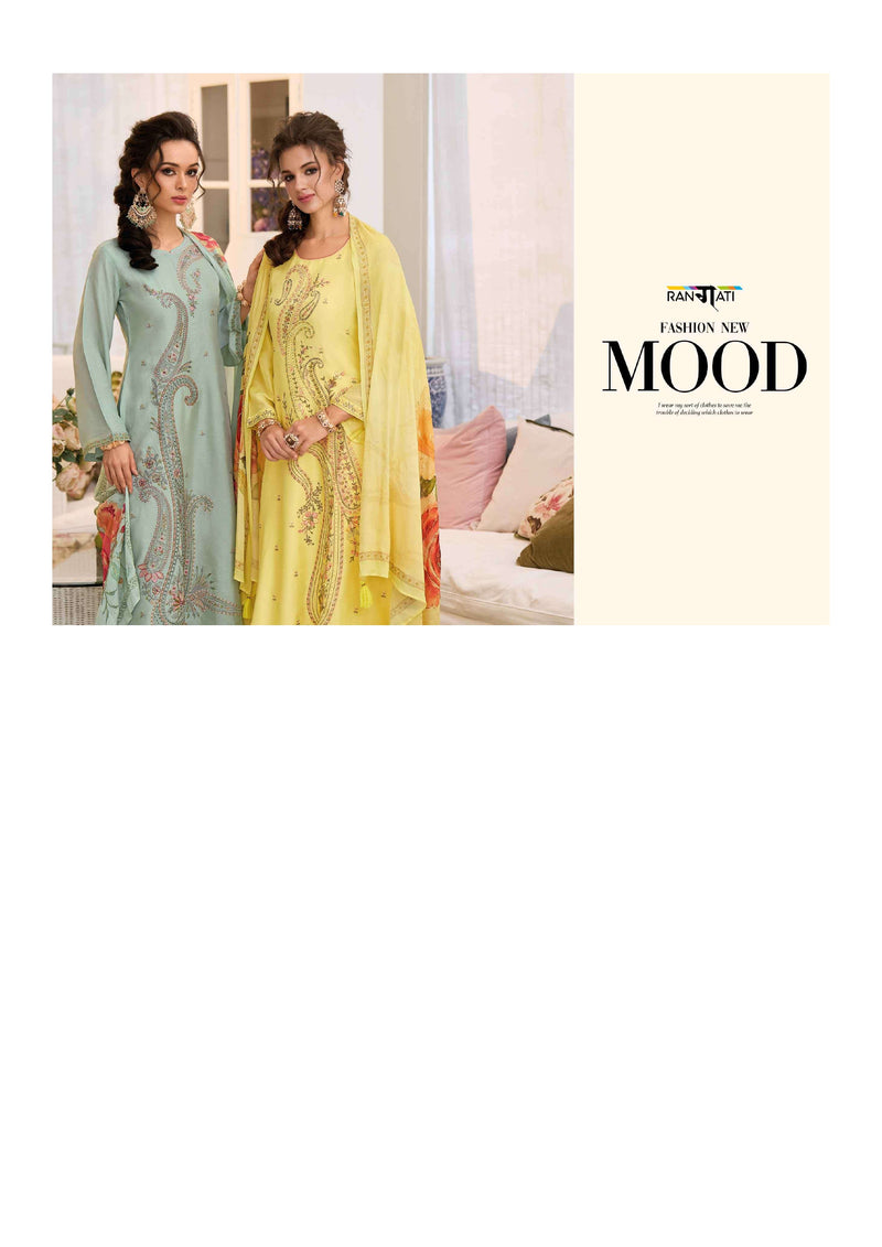 Rangati Jashen E Riwaz Bemberg Russian Silk Embrodairy Work Designer Salwar Suit