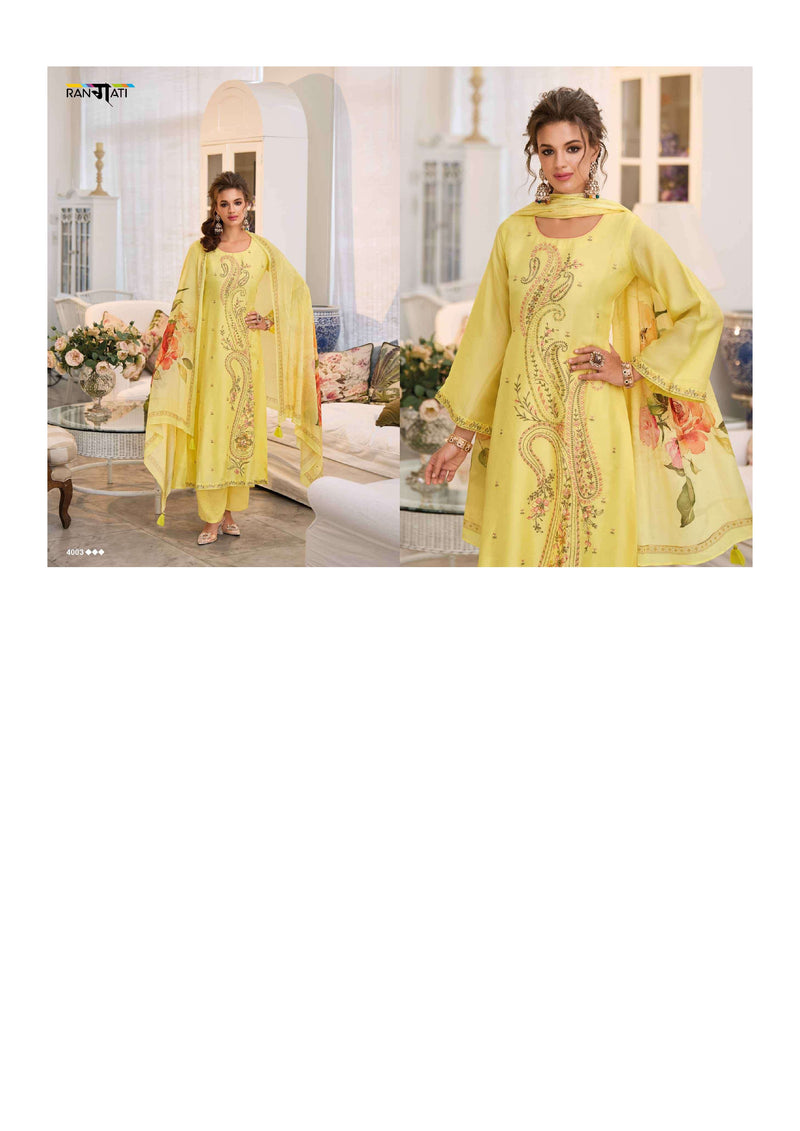 Rangati Jashen E Riwaz Bemberg Russian Silk Embrodairy Work Designer Salwar Suit