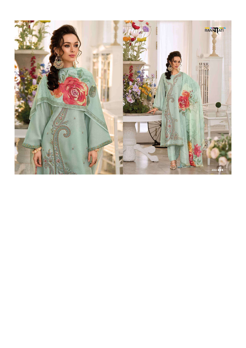 Rangati Jashen E Riwaz Bemberg Russian Silk Embrodairy Work Designer Salwar Suit