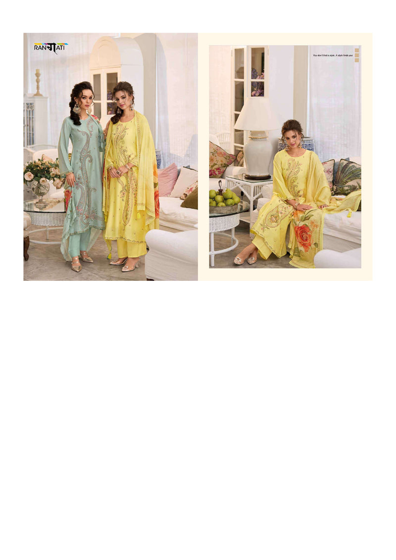 Rangati Jashen E Riwaz Bemberg Russian Silk Embrodairy Work Designer Salwar Suit