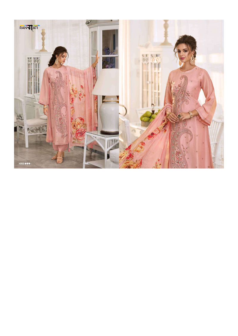 Rangati Jashen E Riwaz Bemberg Russian Silk Embrodairy Work Designer Salwar Suit