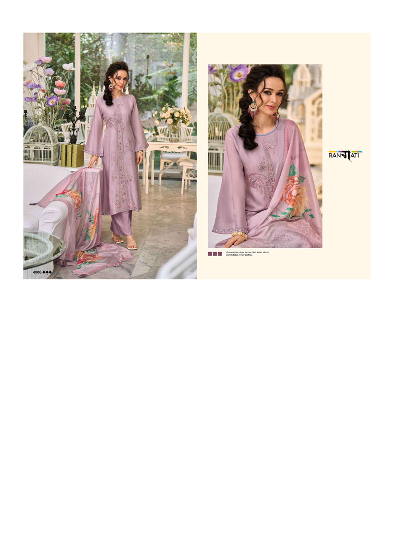 Rangati Jashen E Riwaz Bemberg Russian Silk Embrodairy Work Designer Salwar Suit
