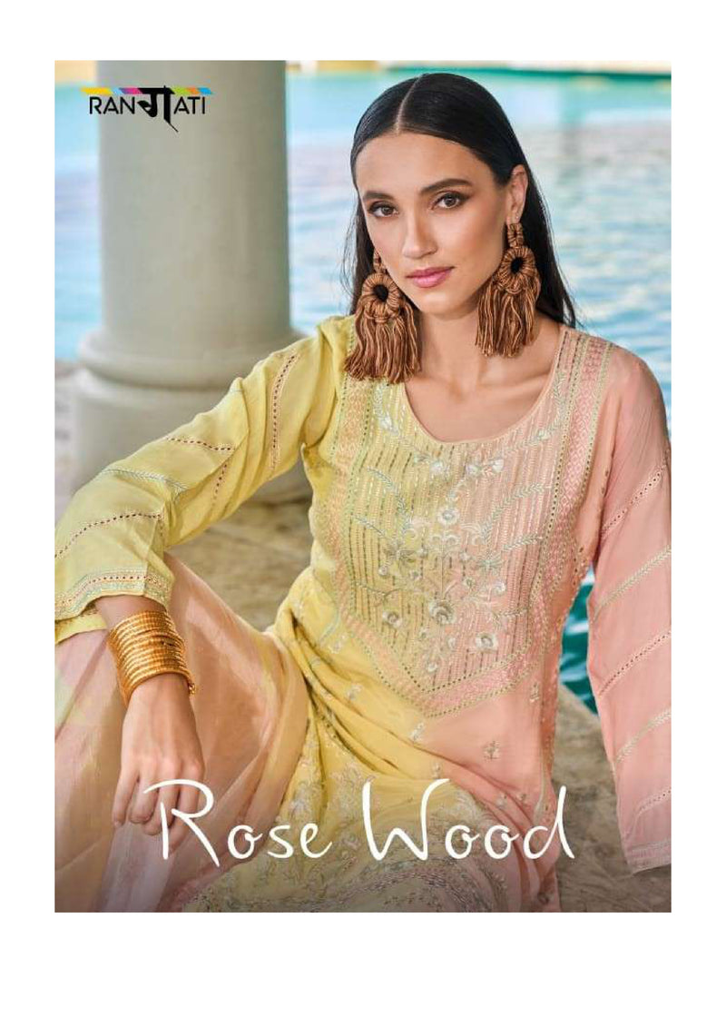 Rangati Rose Woode Bemberg Mulberry Muslin Fancy Embroidery Work Party Wear Salwar Suit