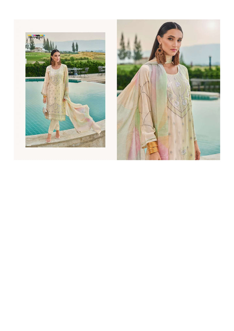 Rangati Rose Woode Bemberg Mulberry Muslin Fancy Embroidery Work Party Wear Salwar Suit