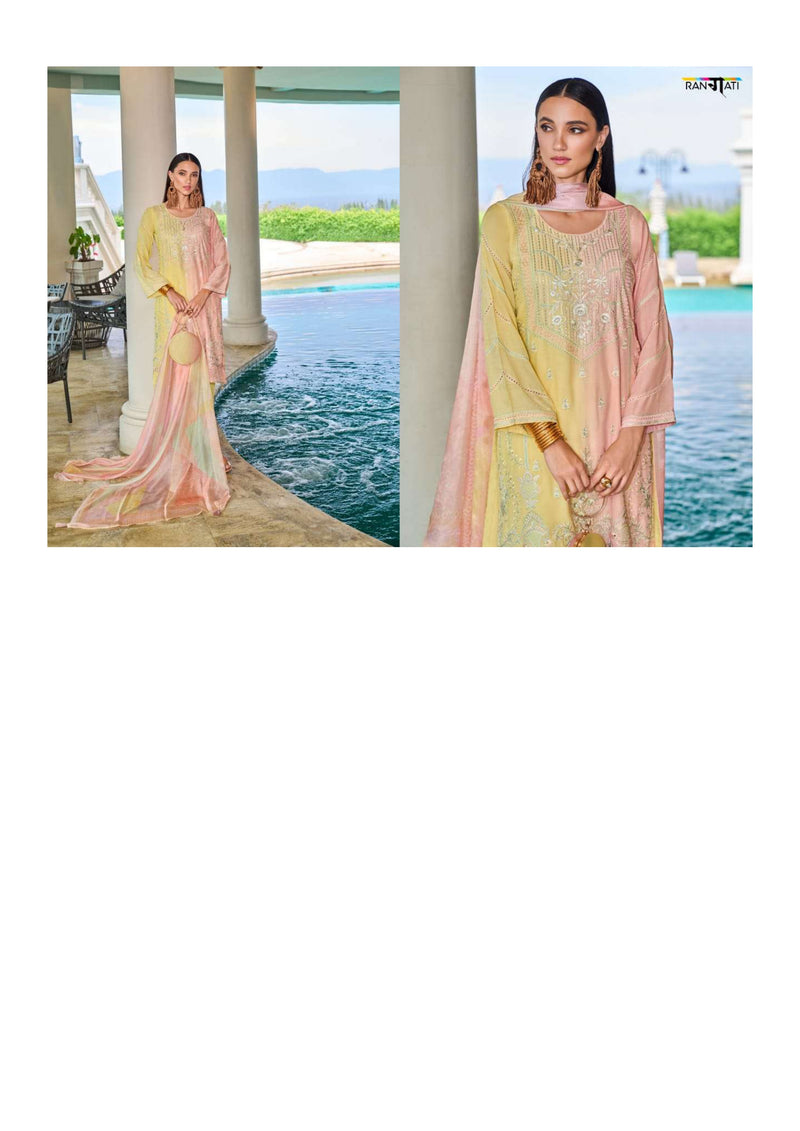 Rangati Rose Woode Bemberg Mulberry Muslin Fancy Embroidery Work Party Wear Salwar Suit