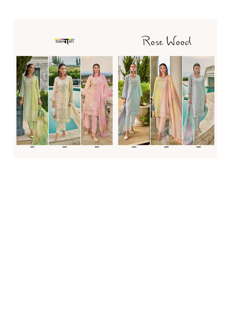 Rangati Rose Woode Bemberg Mulberry Muslin Fancy Embroidery Work Party Wear Salwar Suit