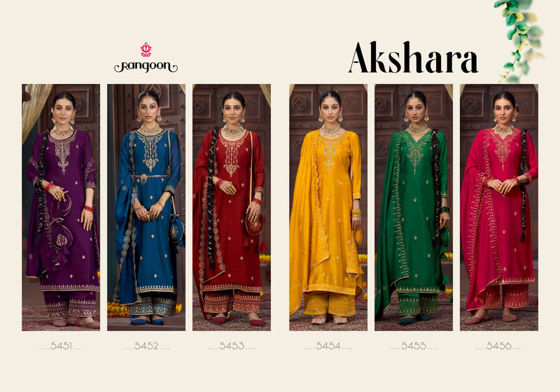 Rangoon Akshara Silk Fancy Code Work Wedding Wear Suit Collection