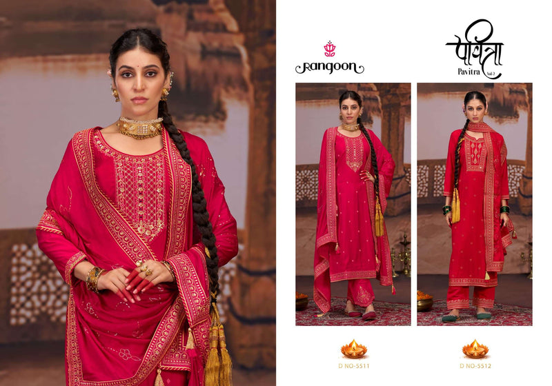 Rangoon Pavitra Vol 2 Silk Fancy Work Designer Wedding Wear Suit Collection