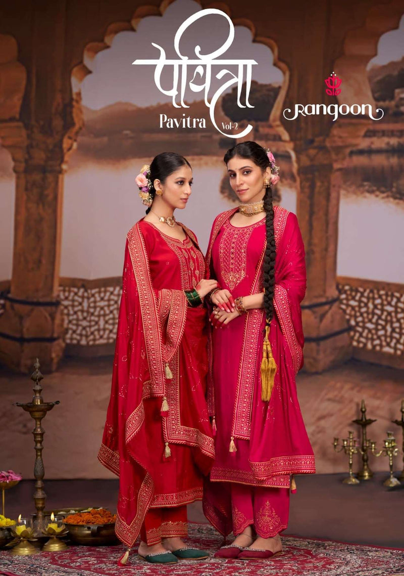 Rangoon Pavitra Vol 2 Silk Fancy Work Designer Wedding Wear Suit Collection