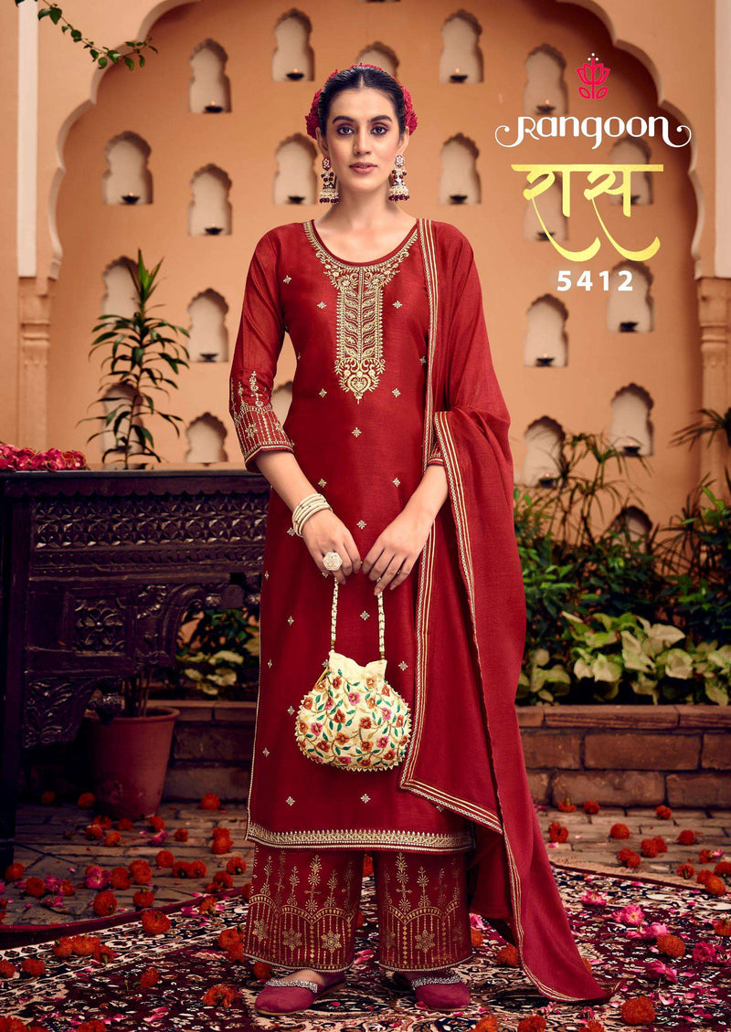 Rangoon Ras Silk Fancy Work Designer Wessing Wear Suit Collection