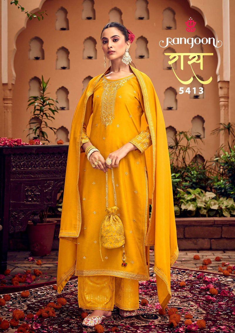 Rangoon Ras Silk Fancy Work Designer Wessing Wear Suit Collection