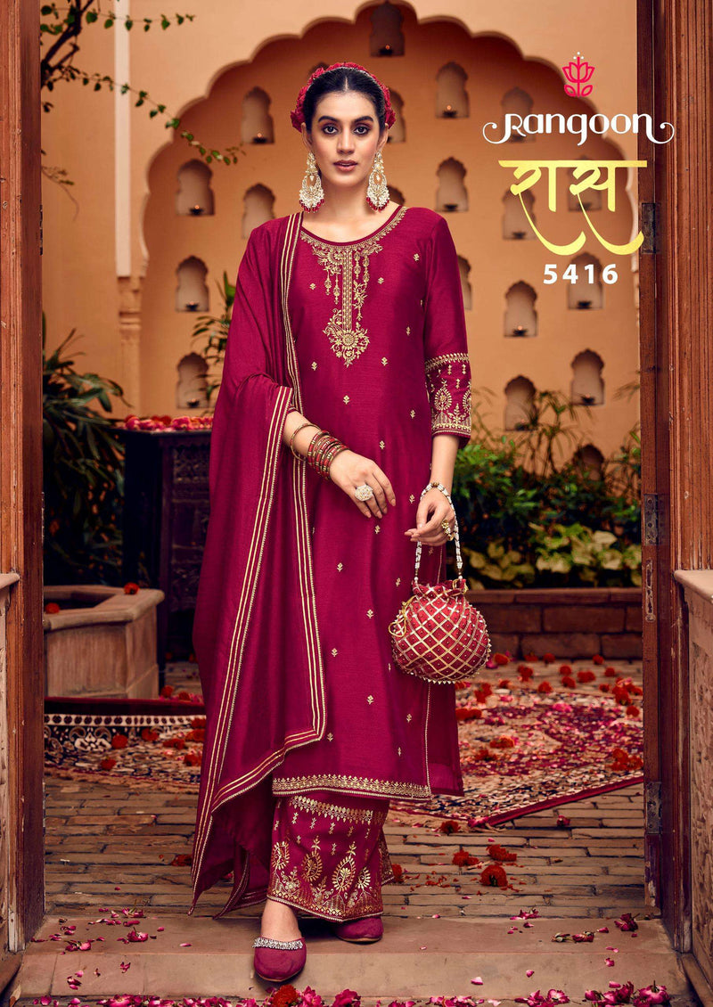 Rangoon Ras Silk Fancy Work Designer Wessing Wear Suit Collection