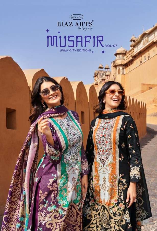Riaz Arts Musafir Lawn Cotton Digital Print Heavy Pakistani Embroidery Salwar Suit