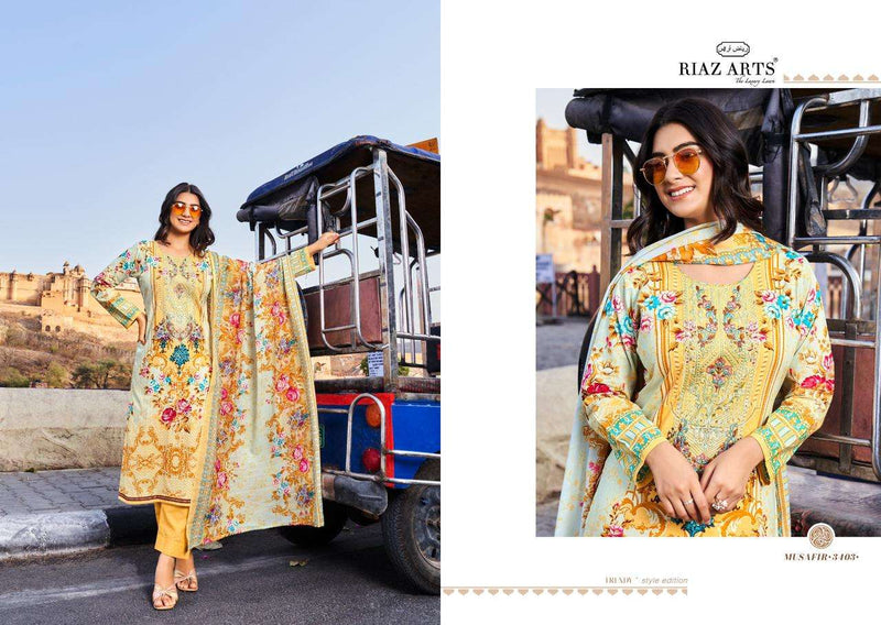 Riaz Arts Musafir Lawn Cotton Digital Print Heavy Pakistani Embroidery Salwar Suit