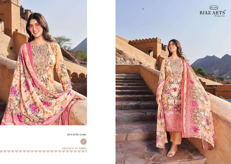 Riaz Arts Musafir Lawn Cotton Digital Print Heavy Pakistani Embroidery Salwar Suit