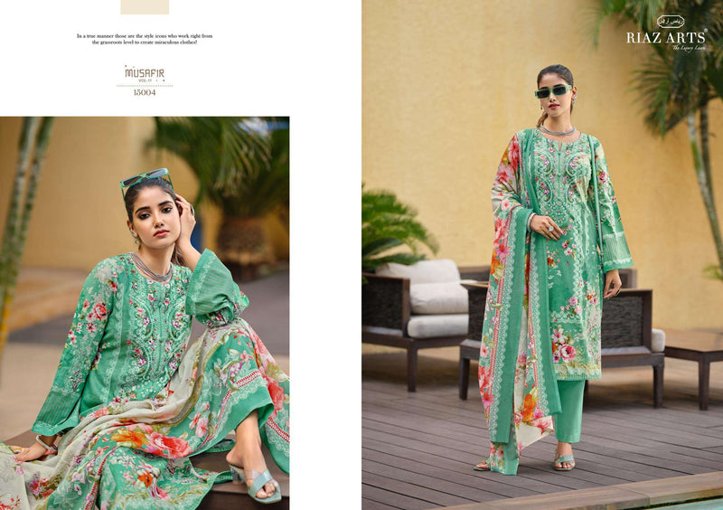 Riaz Arts Musafir Vol 11 Lawn Cotton Heavy Pakistani Neck Embroidery Stylish Salwar Suit