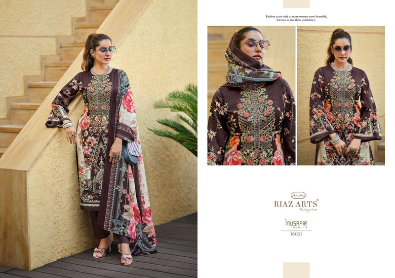 Riaz Arts Musafir Vol 11 Lawn Cotton Heavy Pakistani Neck Embroidery Stylish Salwar Suit