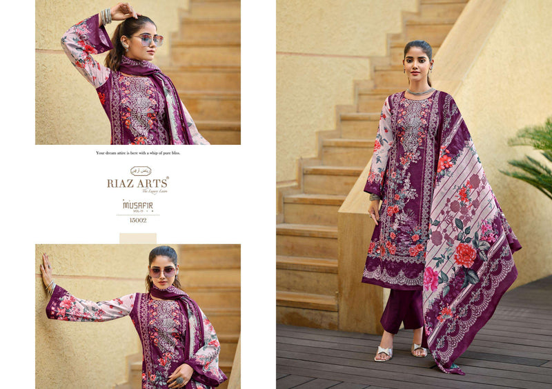 Riaz Arts Musafir Vol 11 Lawn Cotton Heavy Pakistani Neck Embroidery Stylish Salwar Suit