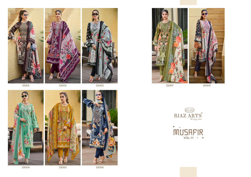 Riaz Arts Musafir Vol 11 Lawn Cotton Heavy Pakistani Neck Embroidery Stylish Salwar Suit