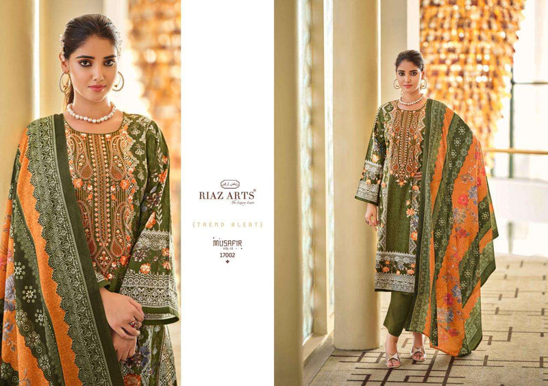 Riaz Arts Musafir Vol 12 Lawn Cotton Heavy Pakistani Neck Embroidery Salwar Suit