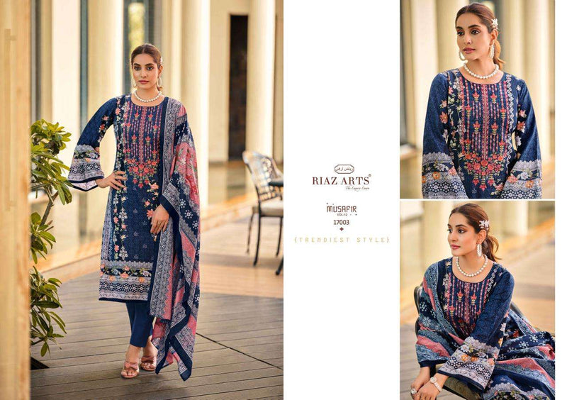 Riaz Arts Musafir Vol 12 Lawn Cotton Heavy Pakistani Neck Embroidery Salwar Suit