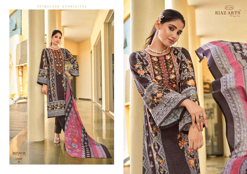 Riaz Arts Musafir Vol 12 Lawn Cotton Heavy Pakistani Neck Embroidery Salwar Suit