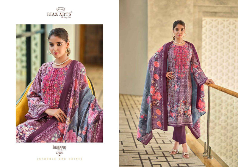 Riaz Arts Musafir Vol 12 Lawn Cotton Heavy Pakistani Neck Embroidery Salwar Suit
