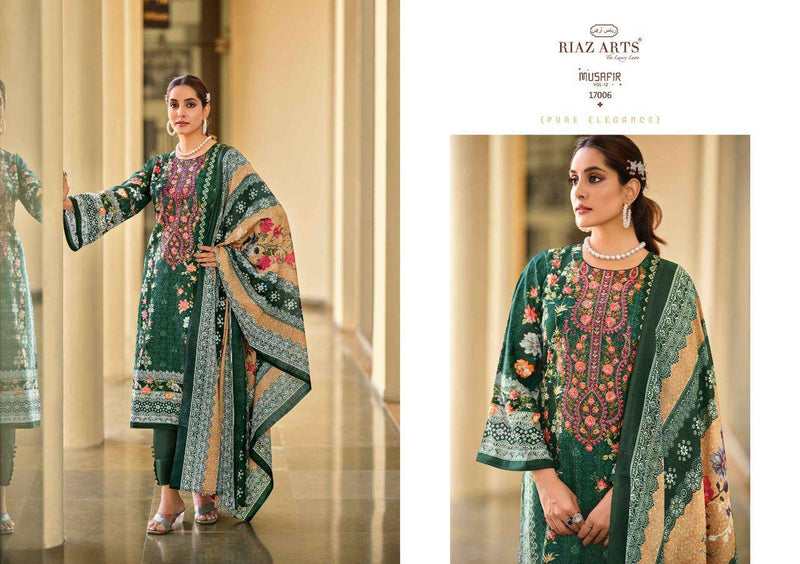 Riaz Arts Musafir Vol 12 Lawn Cotton Heavy Pakistani Neck Embroidery Salwar Suit