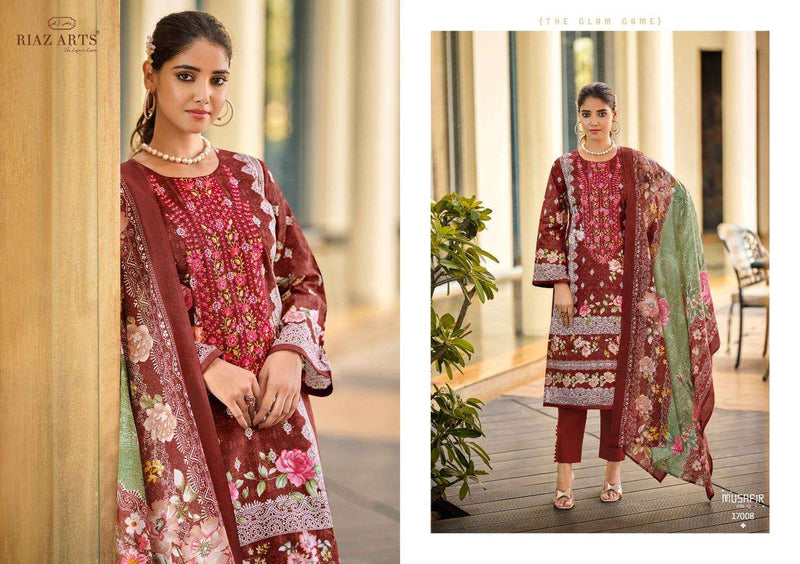 Riaz Arts Musafir Vol 12 Lawn Cotton Heavy Pakistani Neck Embroidery Salwar Suit
