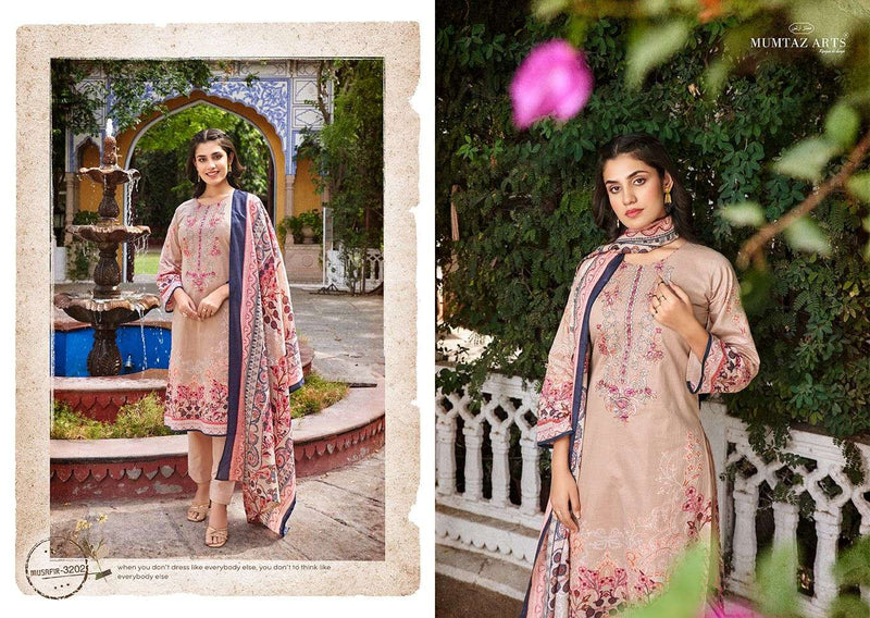 Riaz Arts Musafir Vol 5 Lawn Cotton Camric Digital  Print With Heavy Pakistani Neck Embroidery Salwar Kameez