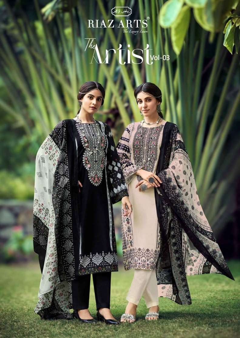 Riaz Arts The Artist Vol 3 Lawn Cotton Digital Print Salwar Suit For Daily Wear