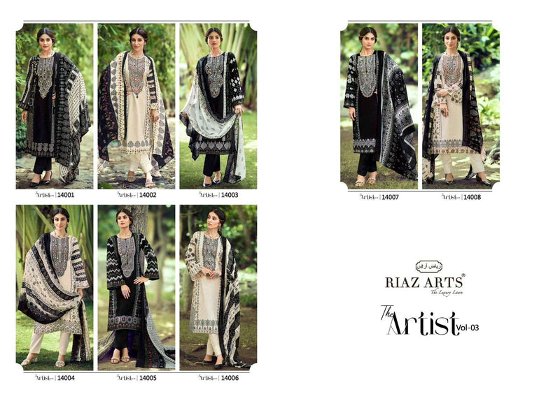 Riaz Arts The Artist Vol 3 Lawn Cotton Digital Print Salwar Suit For Daily Wear
