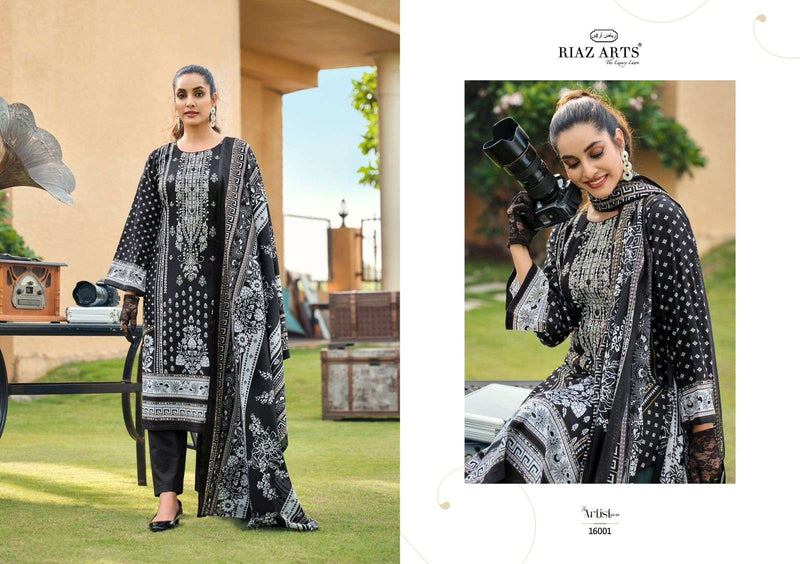 Riaz Arts The Artist Vol 4 Lawn Cotton Pakistani Neck Embroidery Salwar Kameez