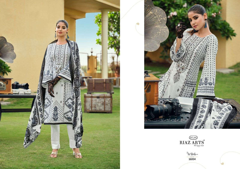 Riaz Arts The Artist Vol 4 Lawn Cotton Pakistani Neck Embroidery Salwar Kameez