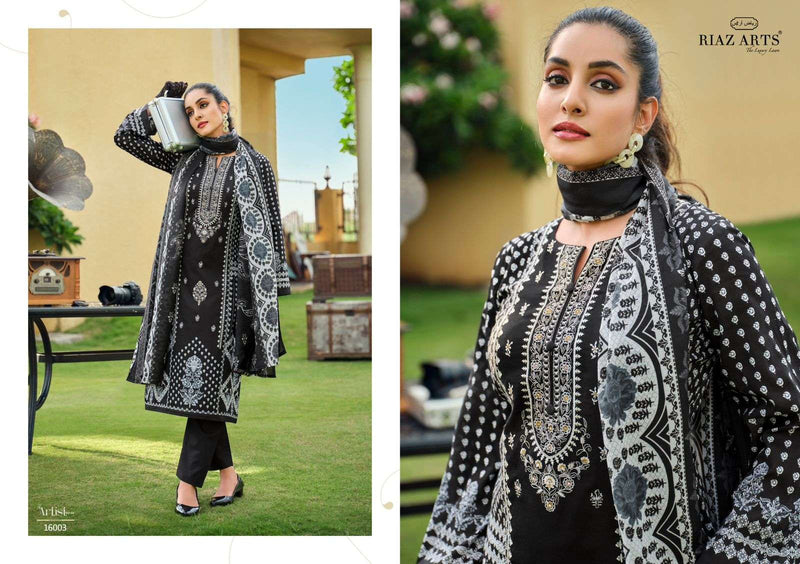 Riaz Arts The Artist Vol 4 Lawn Cotton Pakistani Neck Embroidery Salwar Kameez