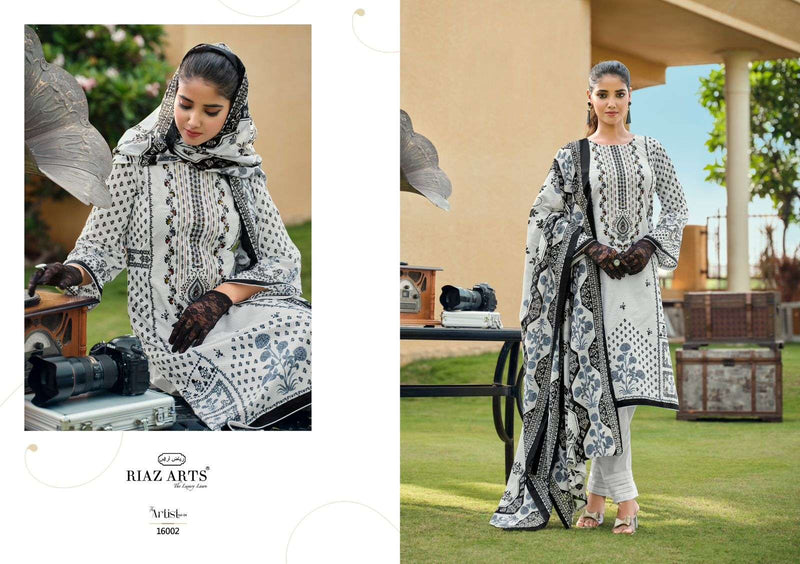 Riaz Arts The Artist Vol 4 Lawn Cotton Pakistani Neck Embroidery Salwar Kameez