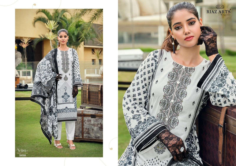 Riaz Arts The Artist Vol 4 Lawn Cotton Pakistani Neck Embroidery Salwar Kameez