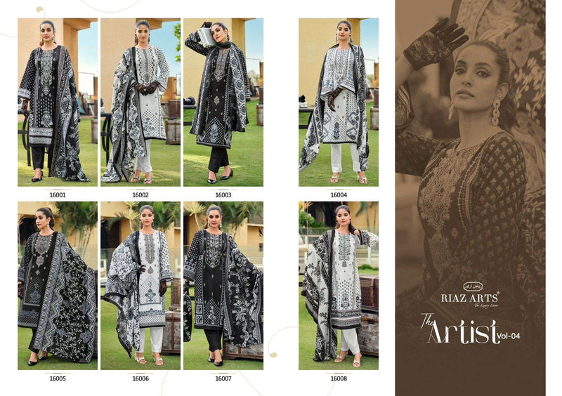 Riaz Arts The Artist Vol 4 Lawn Cotton Pakistani Neck Embroidery Salwar Kameez