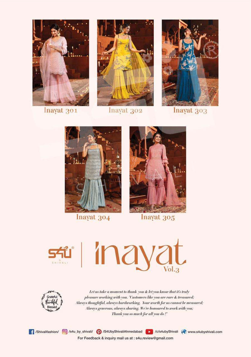 S4u Inayat Vol 3 Georgette Exclusive Embroidery Readymade Sharara Suits Beautiful Eid Collection