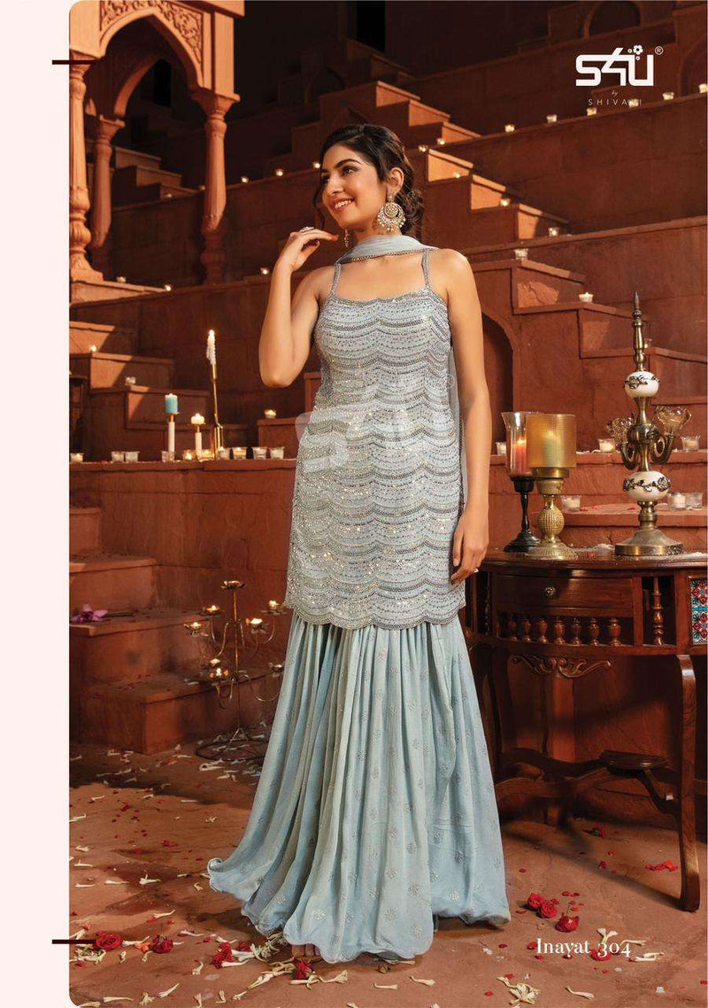 S4u Inayat Vol 3 Georgette Exclusive Embroidery Readymade Sharara Suits Beautiful Eid Collection