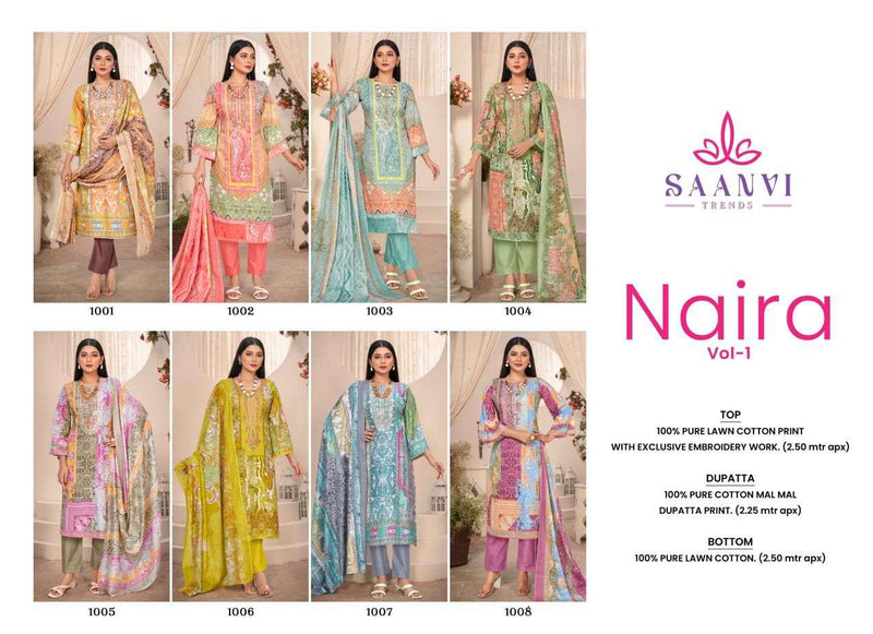Saanvi Trends Naira Vol 1 Lawn Cotton Printed Daily Wear Salwar Suit