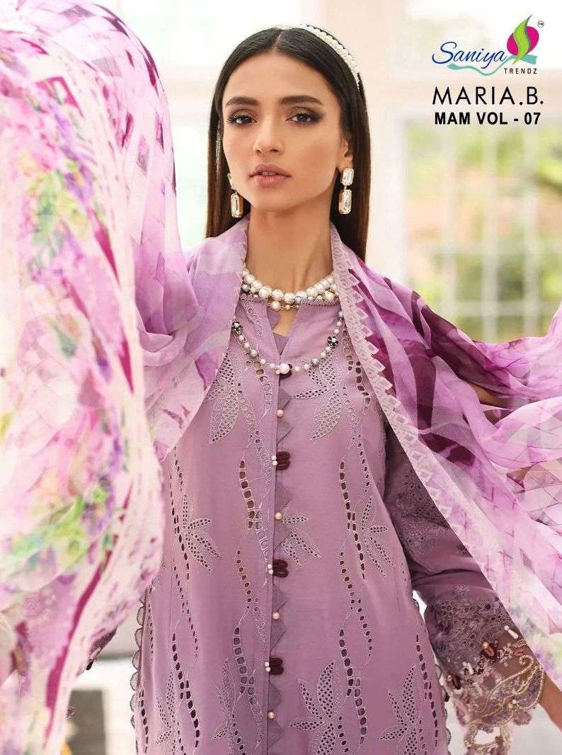 Saniya Trendz Maria B Vol 7 3004 Chikankari Work Single Unstitch Pakistani Suit