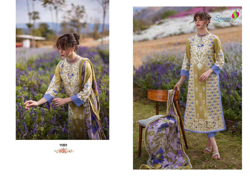 Saniya Trendz Mushq Vol 11 Cotton Chikankari Embroidered Semi Stitched Party Wear Salwar Suit