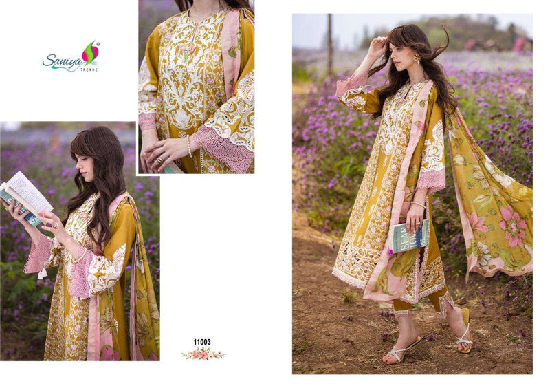 Saniya Trendz Mushq Vol 11 Cotton Chikankari Embroidered Semi Stitched Party Wear Salwar Suit