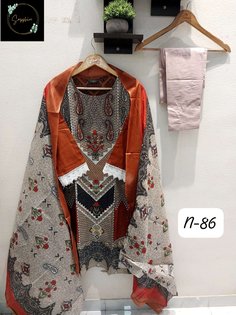 Sapphire Agha Noorain N 86 Lawn Cotton Pret Kurti Set