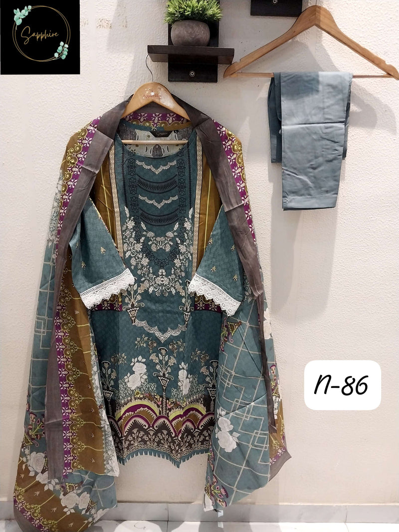 Sapphire Agha Noorain N 86 Lawn Cotton Pret Kurti Set