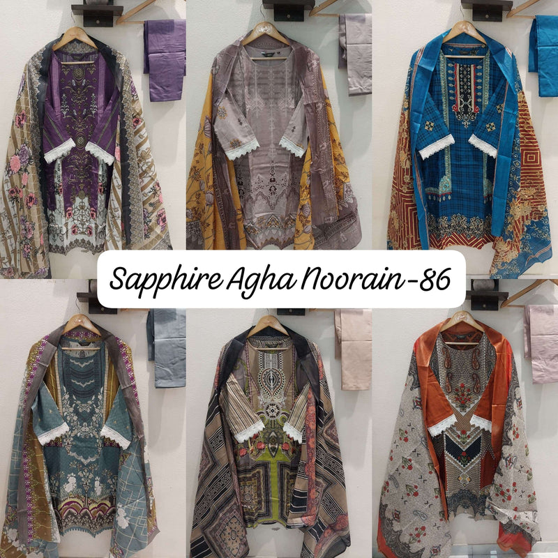 Sapphire Agha Noorain N 86 Lawn Cotton Pret Kurti Set