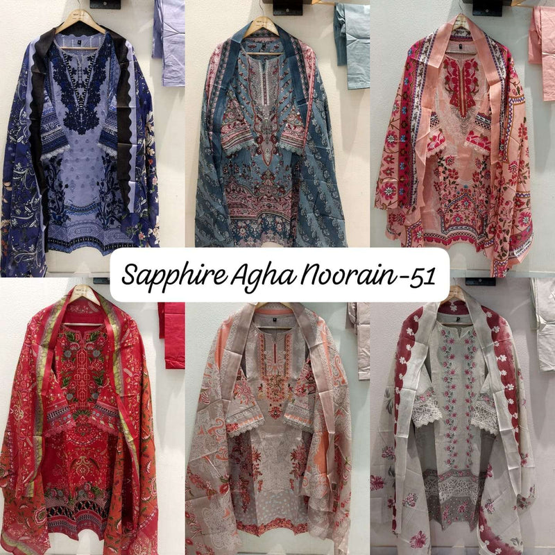 Sapphire Agha Noorain Vol 51 Lawn Cotton Pret Kurti Set